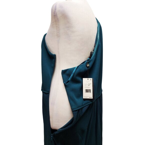 Adrianna Papell Womens Teal One Shoulder  Maxi party Dress Size 14 blue - Picture 10 of 12